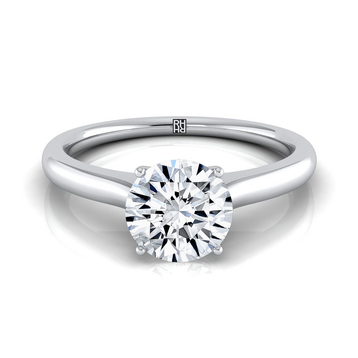 Platinum Round Brilliant Cathedral Solitaire Surprise Secret Stone Engagement Ring
