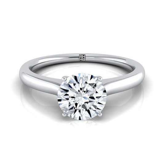 Round Brilliant, Cathedral Surprise Stone Solitaire, in 18K White Gold | RockHer