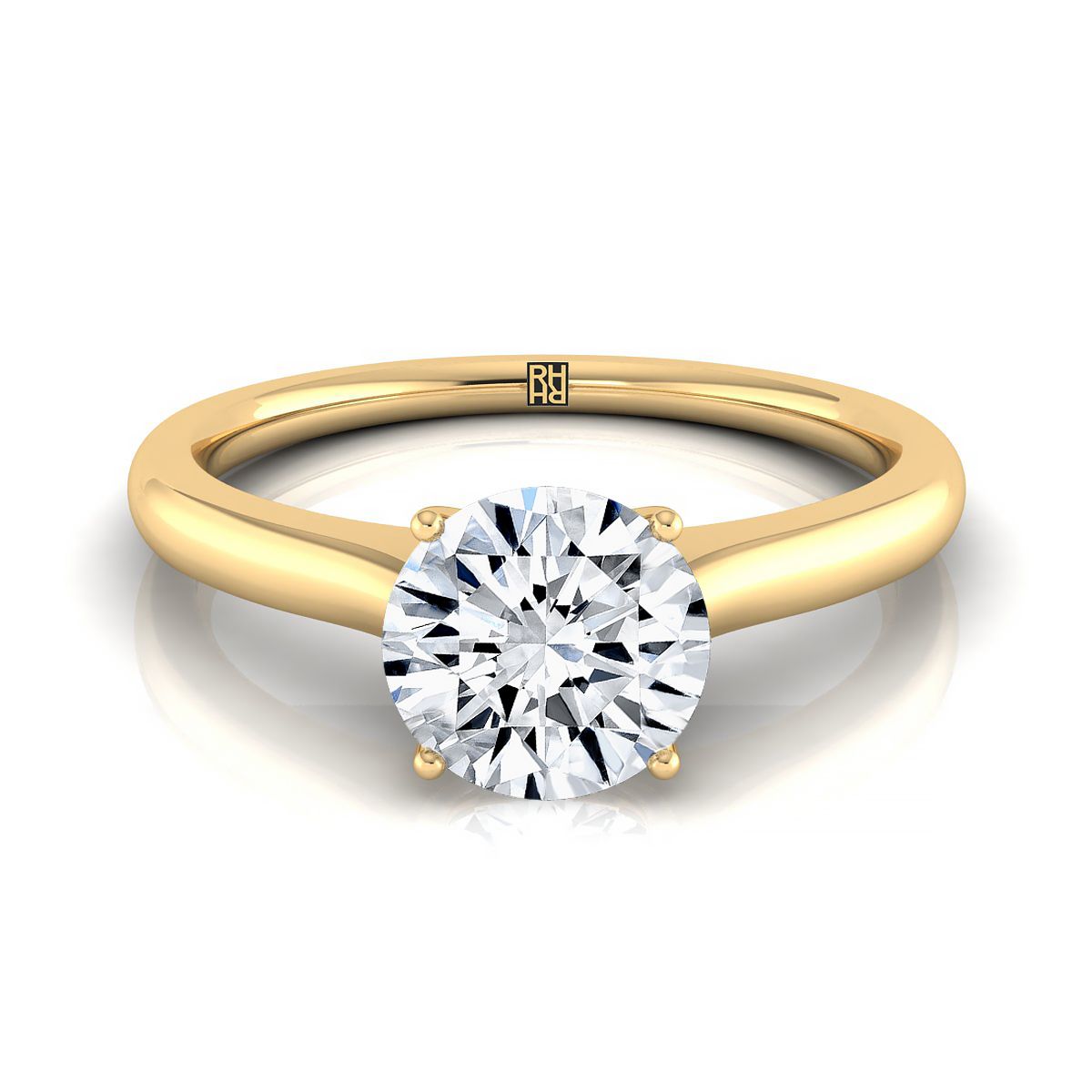 Round Brilliant, Cathedral Surprise Stone Solitaire, in 18K Yellow Gold | RockHer