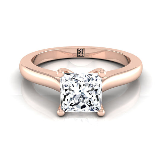 Comfort Fit Cathedral Solitaire Princess, in 14K Rose Gold | RockHer