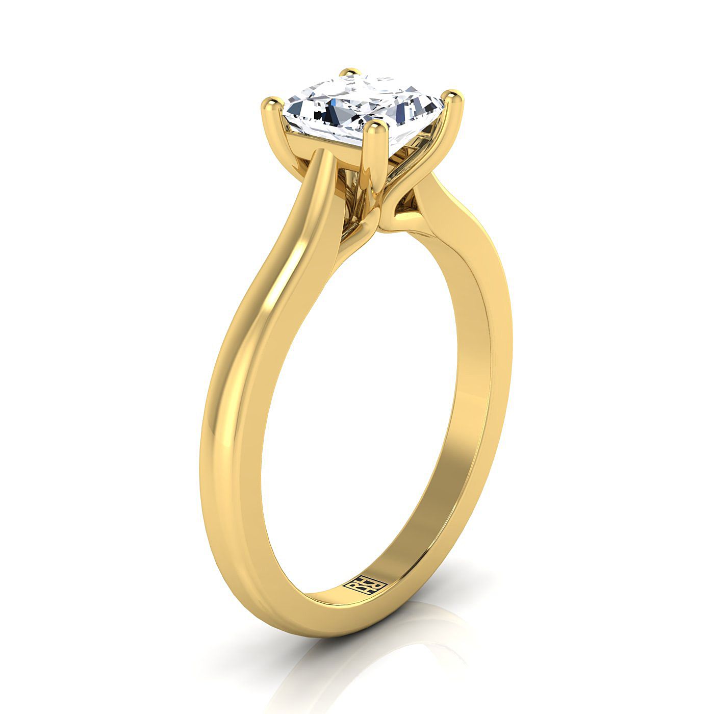 Comfort Fit Cathedral Solitaire Princess, in 18K Yellow Gold – side profile | RockHer