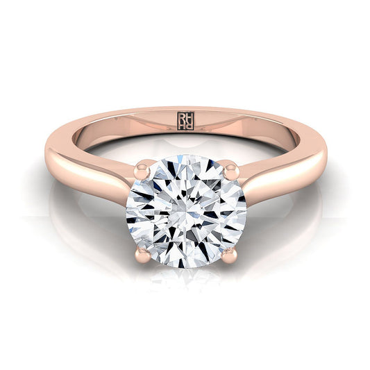 Round Brilliant, Comfort Fit Cathedral Solitaire, in 14K Rose Gold | RockHer