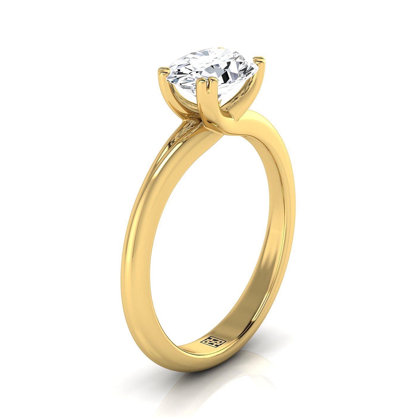 East-West Eight Claw Comfort Fit Solitaire Oval, in 18K Yellow Gold – side profile | RockHer