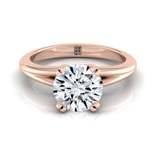 Round Brilliant, East-West Eight Claw Comfort Fit Solitaire, in 14K Rose Gold, pave setting | RockHer