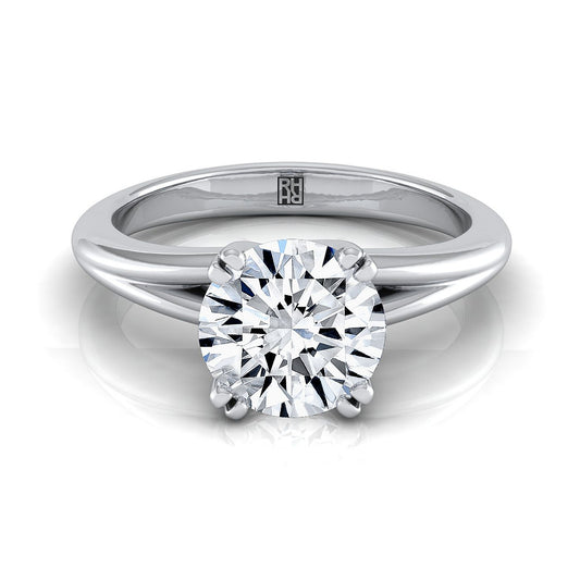Round Brilliant, East-West Eight Claw Comfort Fit Solitaire, in Platinum | RockHer