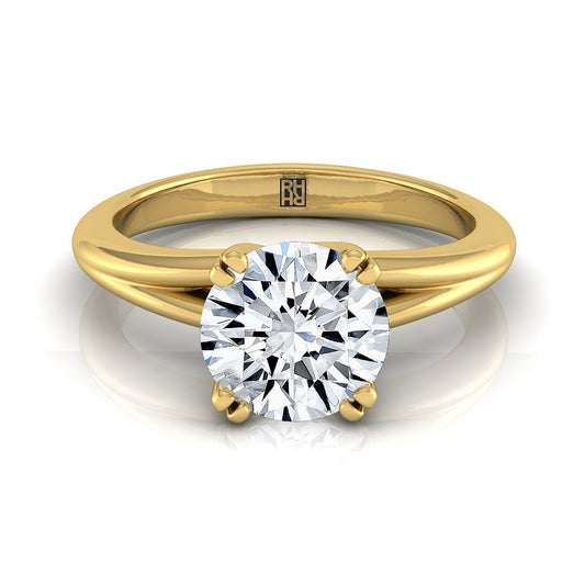 Round Brilliant, East-West Eight Claw Comfort Fit Solitaire, in 18K Yellow Gold | RockHer