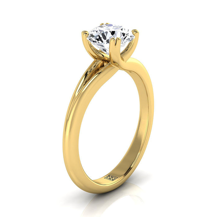 Round Brilliant, East-West Eight Claw Comfort Fit Solitaire, in 18K Yellow Gold – side profile | RockHer