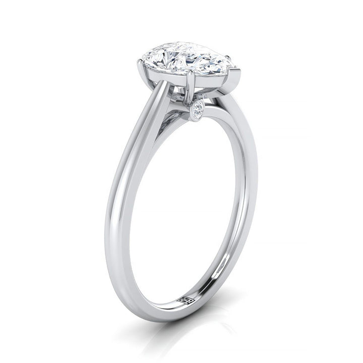 Comfort Fit Secret Stone Solitaire Pear Shape, in 18K White Gold – view 9 | RockHer
