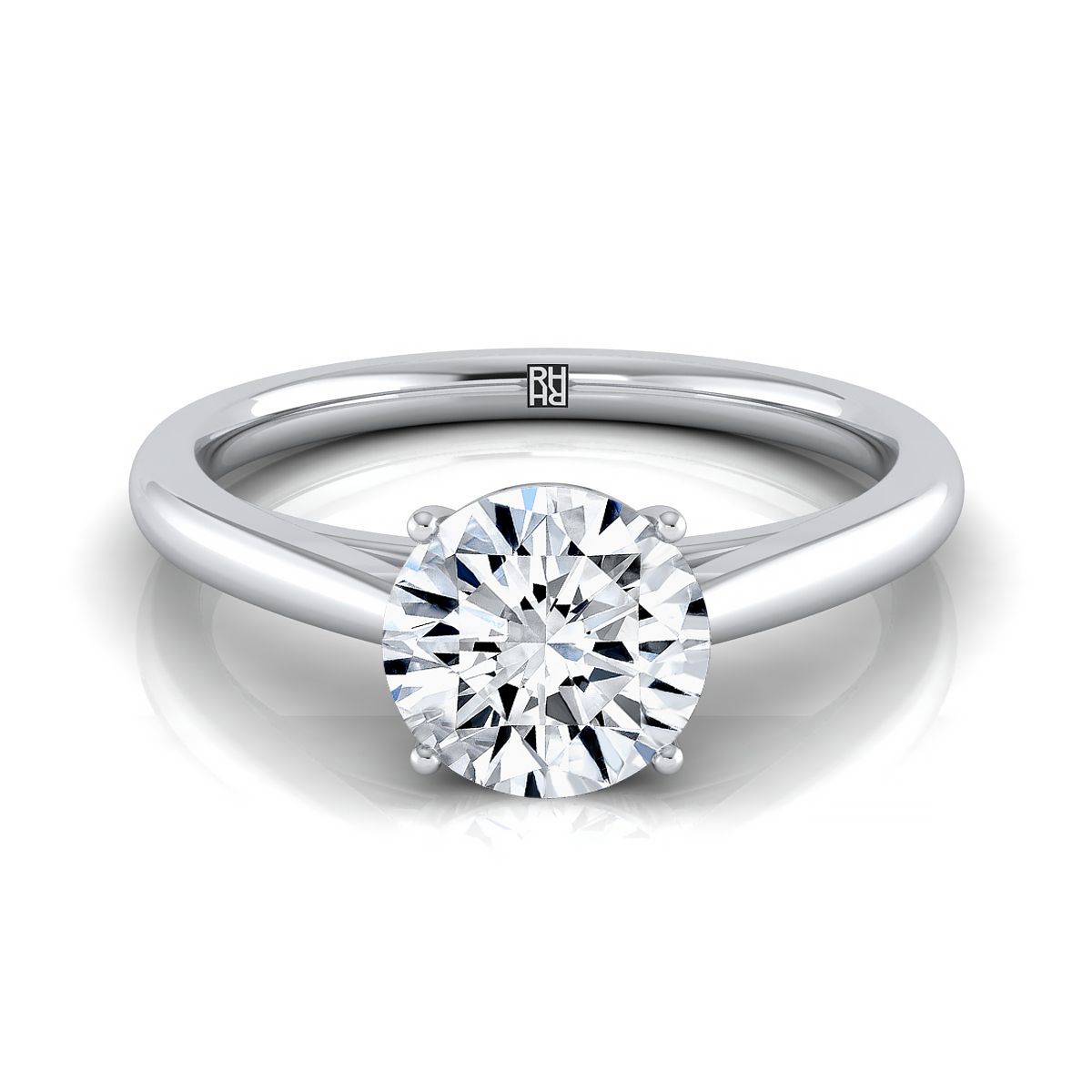 Round Brilliant, Comfort Fit Secret Stone Solitaire, in Platinum | RockHer