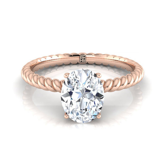 Twisted Rope Surprise Stone Solitaire Oval, in 14K Rose Gold, prong setting | RockHer