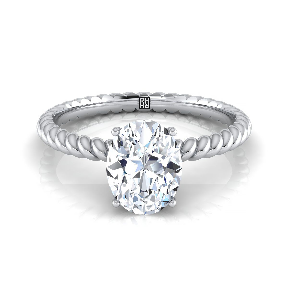 Twisted Rope Surprise Stone Solitaire Oval, in Platinum – view 8 | RockHer