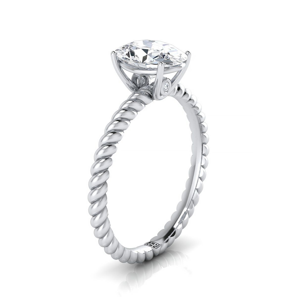 Twisted Rope Surprise Stone Solitaire Oval, in Platinum – view 9 | RockHer