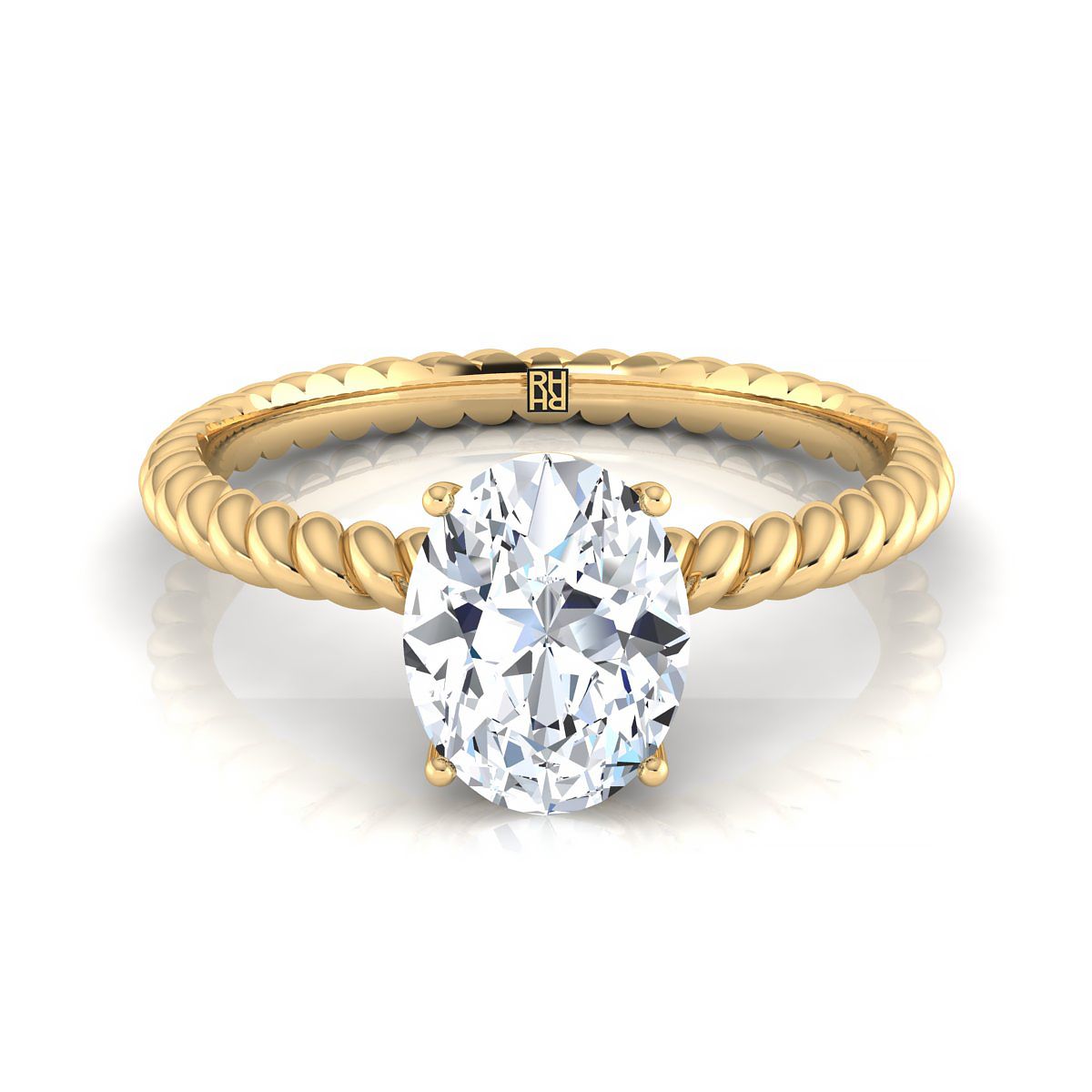 Twisted Rope Surprise Stone Solitaire Oval, in 18K Yellow Gold | RockHer