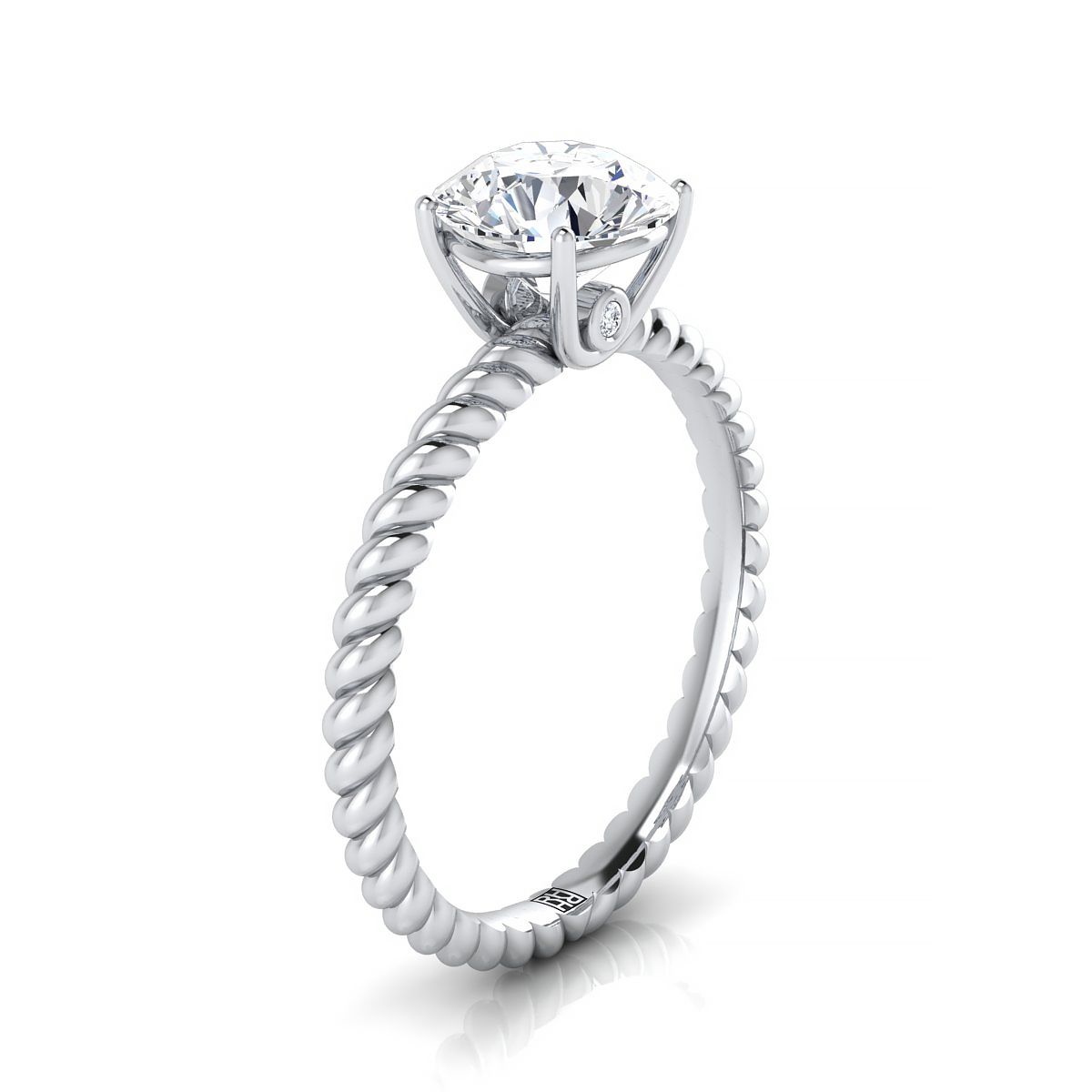 Round Brilliant, Twisted Rope Surprise Stone Solitaire, in Platinum – view 9 | RockHer