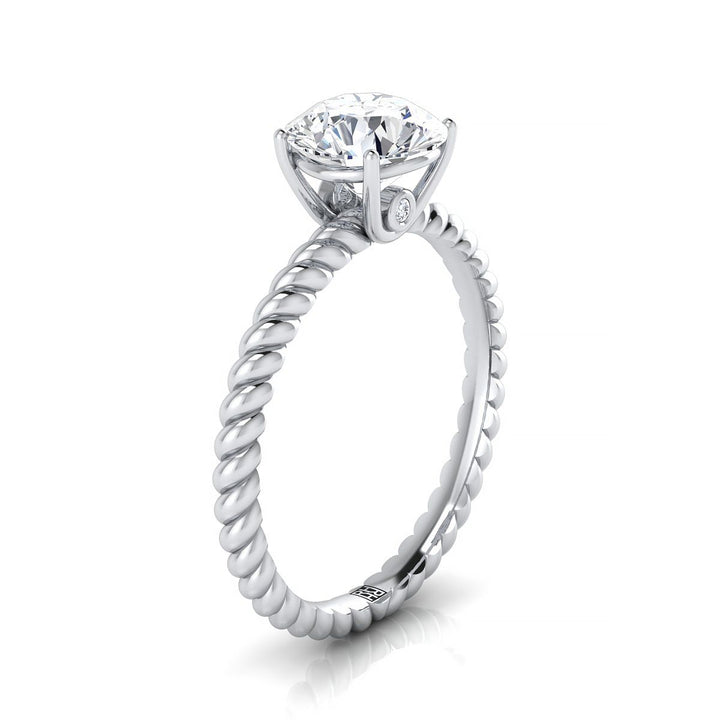 Round Brilliant, Twisted Rope Surprise Stone Solitaire, in Platinum – view 9 | RockHer