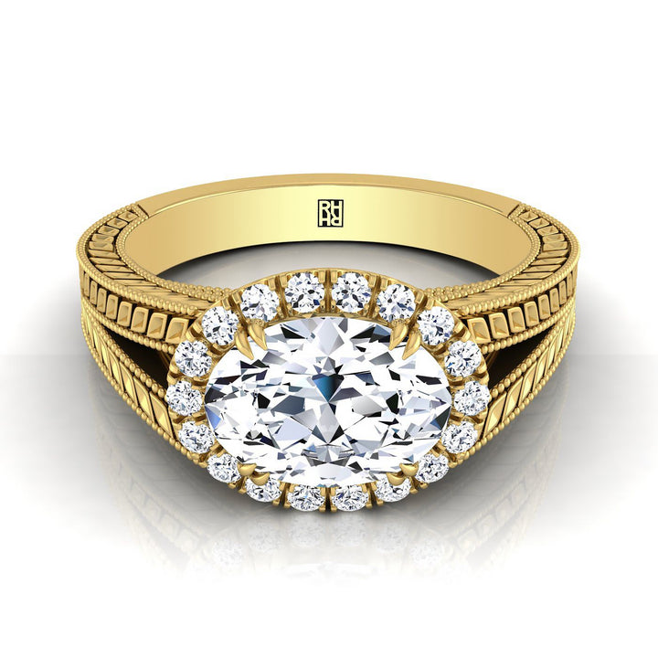 ตัวเรือนแหวนหมั้นเพชร Ramona ทรงรี ทองคำเหลือง 18K จาก RockHer