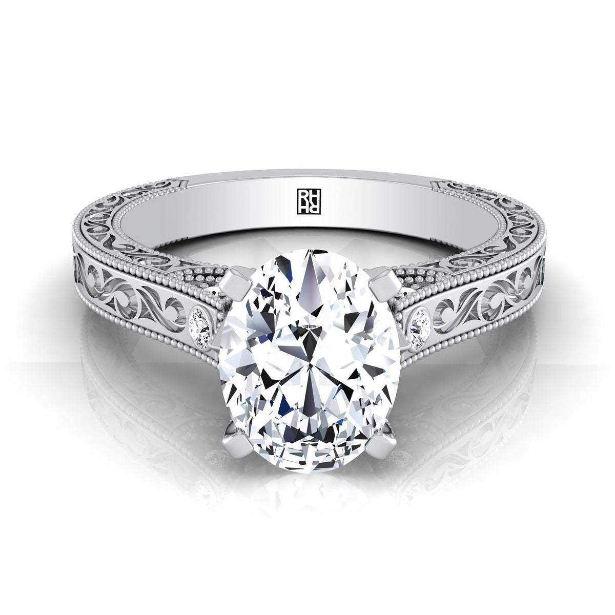 ตัวเรือนแหวนหมั้นเพชร Stella ทรงรี ทองคำขาว 18K จาก RockHer