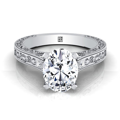 ตัวเรือนแหวนหมั้นเพชร Stella ทรงรี ทองคำขาว 18K จาก RockHer