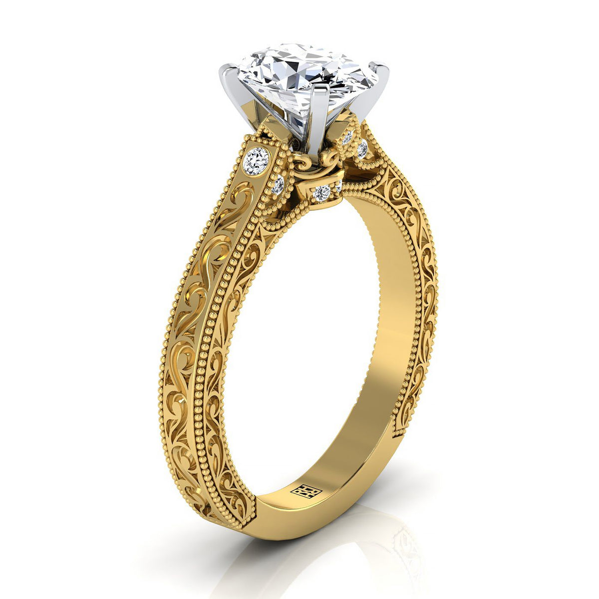 ตัวเรือนแหวนหมั้นเพชร Stella ทรงรี ทองคำเหลือง 18K จาก RockHer