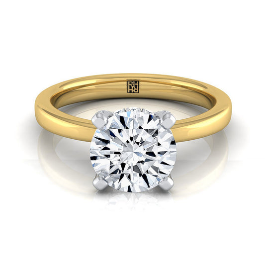 Round Brilliant, Hidden Pavé Basket Crown Solitaire, in 18K Yellow Gold | RockHer