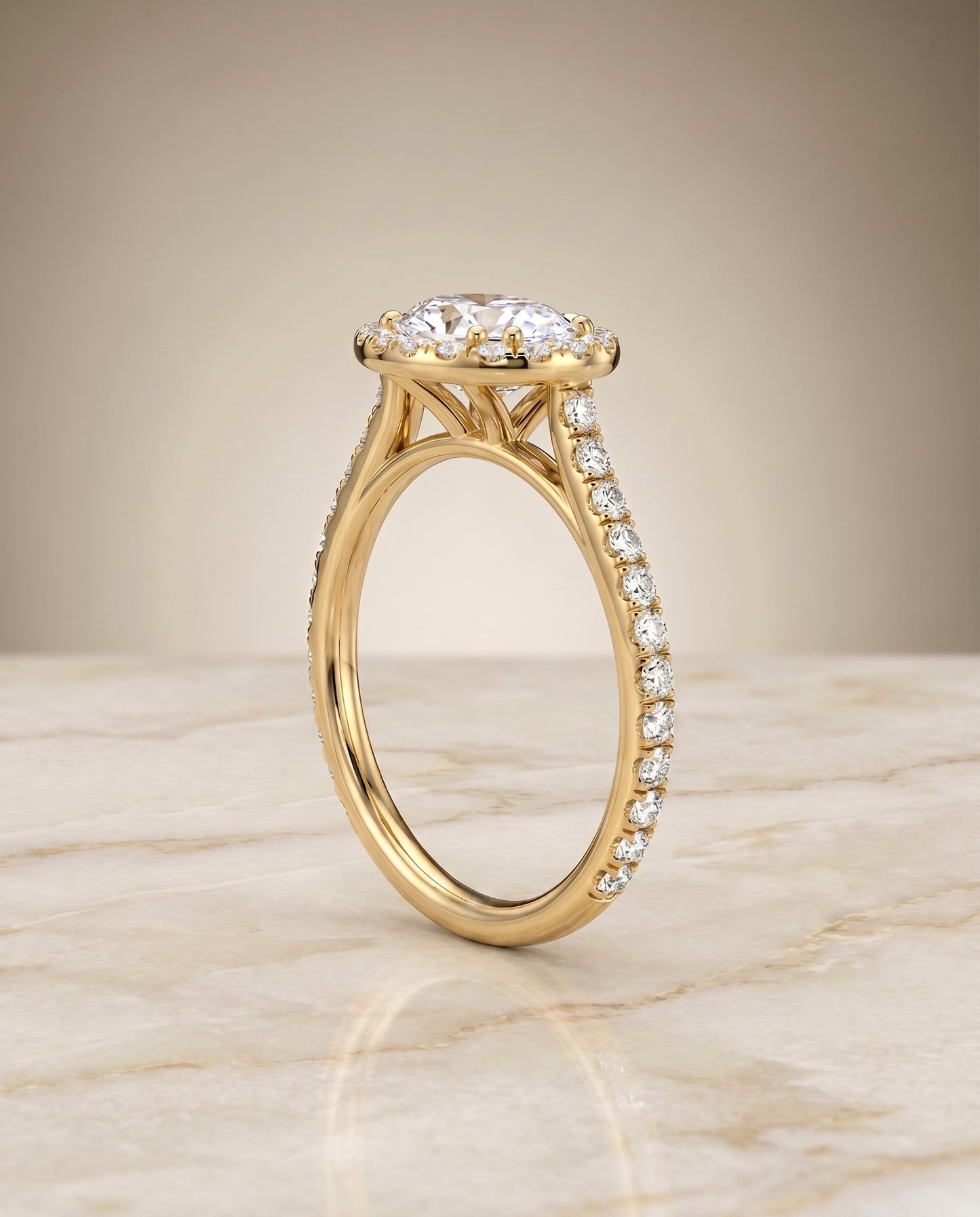 ตัวเรือนแหวนหมั้นประดับเพชรล้อมทรงรี Christina East West Pavé Halo โรสโกลด์ 18K