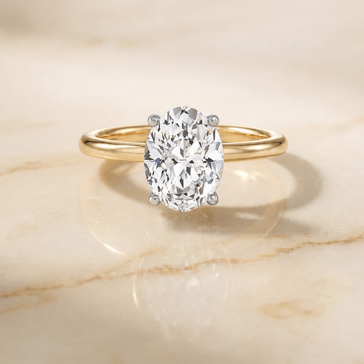 ตัวเรือนแหวนหมั้นเพชร Dolly ทรงรี ทองคำเหลือง 18K จาก RockHer