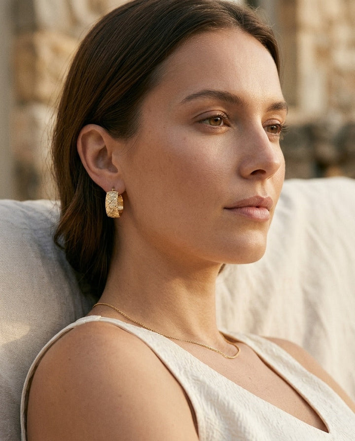 ต่างหู Wide Textured Hoop Earrings จาก RockHer