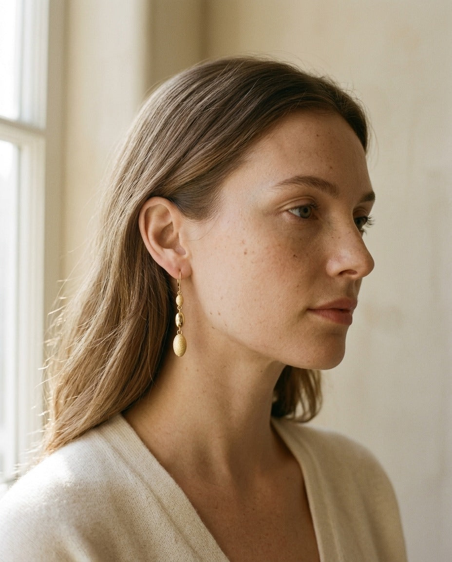 14K Yellow Gold Elongated Drop Earrings | RockHer