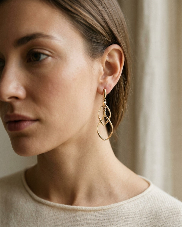 14K Yellow Gold Twisted Open-Link Drop Earrings | RockHer