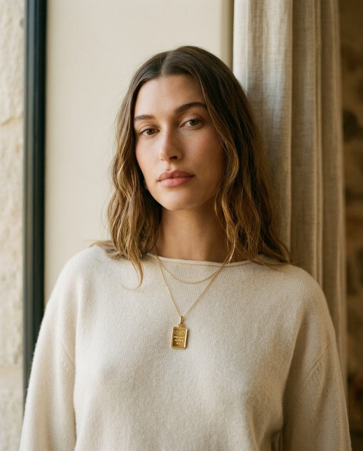 18K Yellow Gold Chain with 1 Gram Gold Bar Pendant, 18 Inch | RockHer