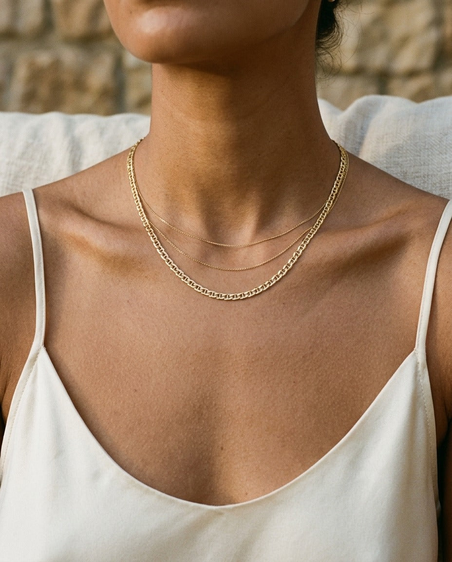 18K Yellow Gold Flat Curb Chain Necklace, 18 Inch – on chain | RockHer