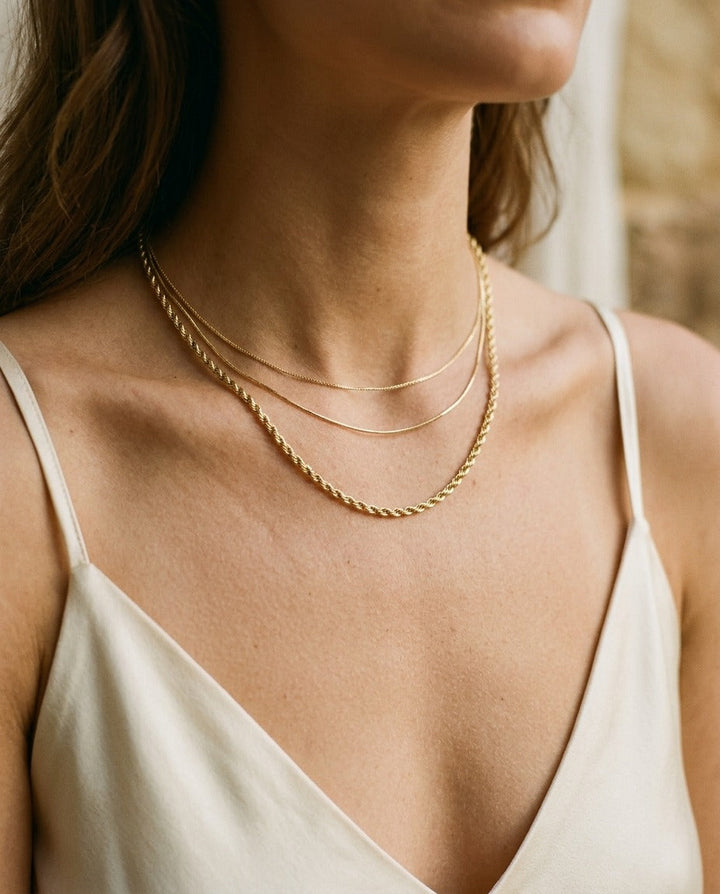 สร้อยคอ Twisted Rope Chain Necklace ตัวเรือนทองคำเหลือง 18K จาก RockHer