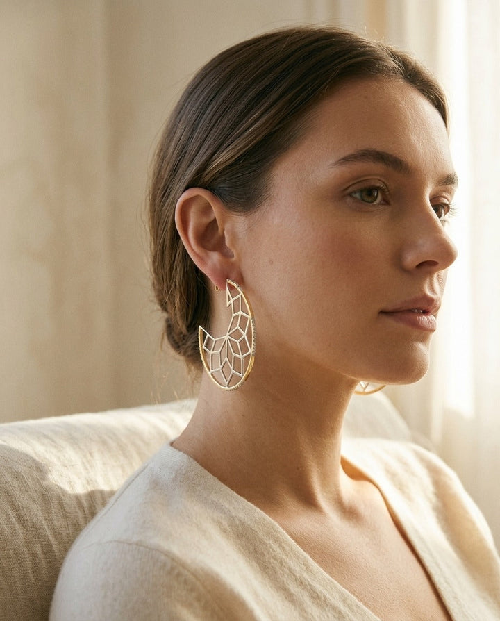 Diamond Snowflake Earrings in 14k Yellow Gold 0.33ctw | RockHer