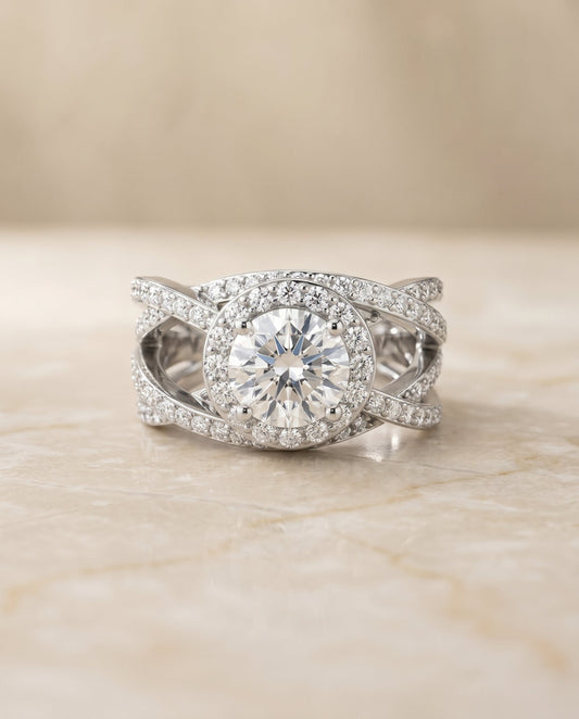 The Rosina Engagement Ring Setting for Round Diamonds in Platinum | RockHer