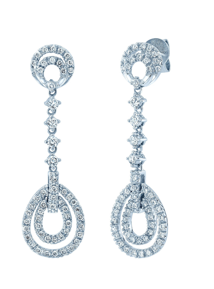 Diamond Double Door Knocker Earrings in 18K White Gold | RockHer
