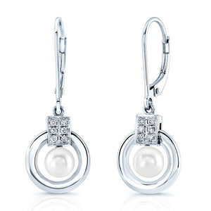 ต่างหูไข่มุกเลี้ยง ตัวเรือนทองคำขาว 14K จาก RockHer