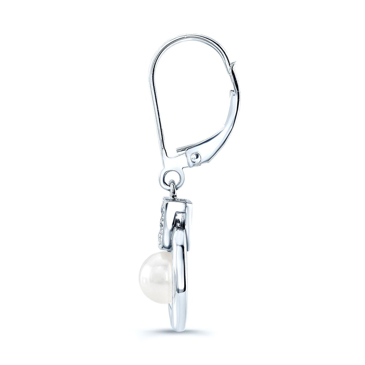 ต่างหูหยดไข่มุกและเพชรในทองคำขาว 14k