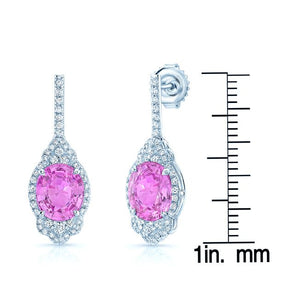 ต่างหูไพลินสีชมพู ทรงรี ตัวเรือนทองคำขาว 18K จาก RockHer