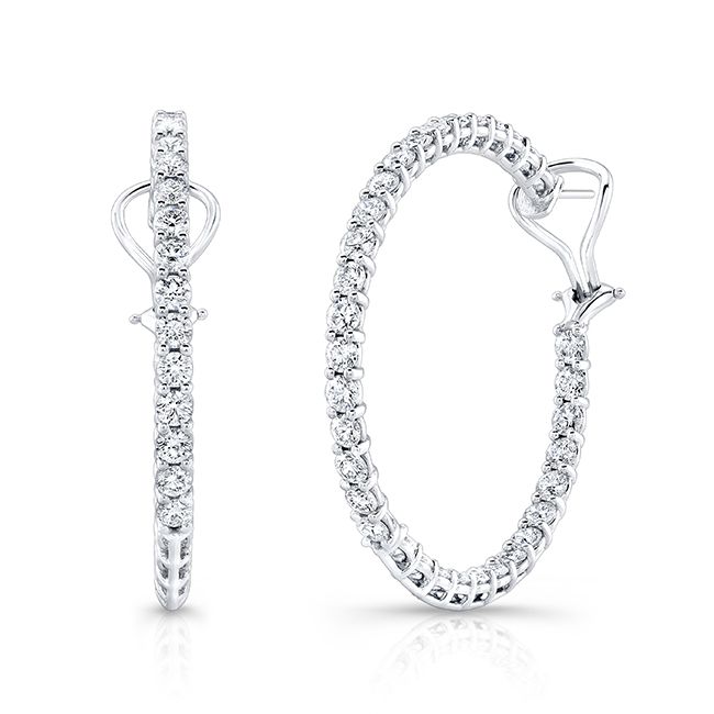 Diamond Hoop Earrings in 18K White Gold | RockHer