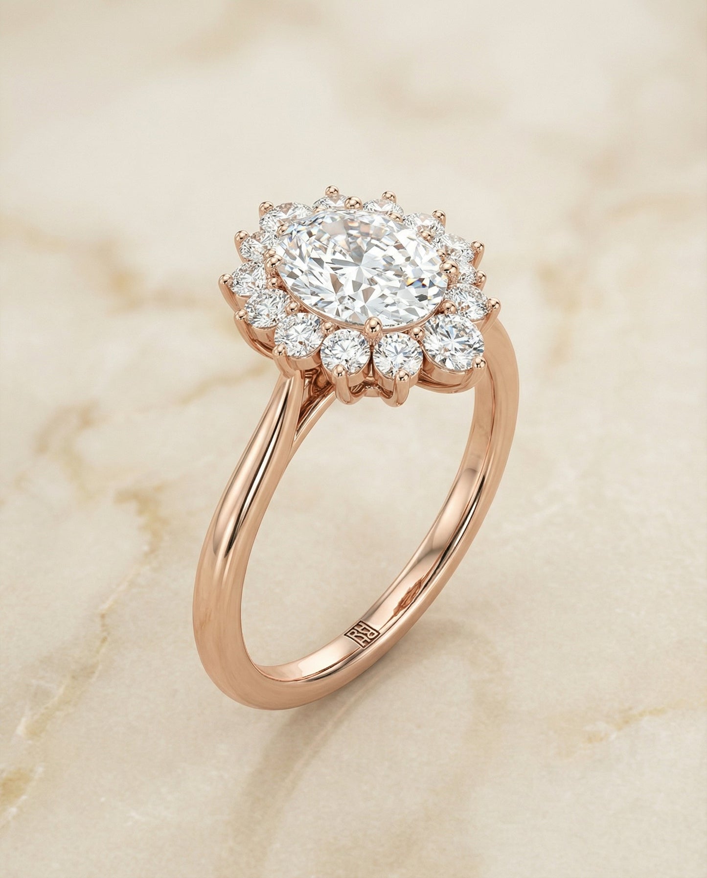 Eloise Select Floral Halo Oval in 14K White Gold – view 1