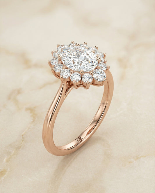 Eloise Select Floral Halo Oval in 14K White Gold – view 1