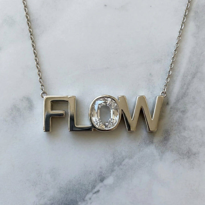 FLOW lab-grown diamond letter necklace in Platinum