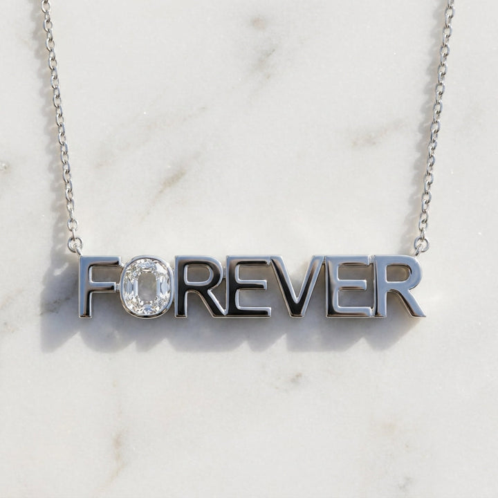 FOREVER lab-grown diamond letter necklace in 14K White Gold