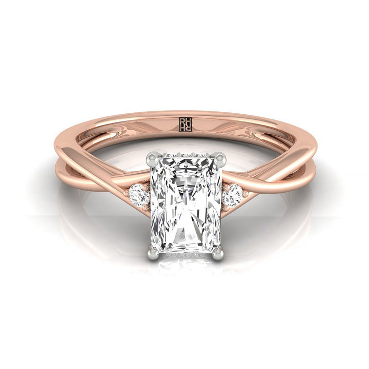 ตัวเรือนแหวนหมั้นเพชร Dusty ทรงเรเดียนท์ ทองคำชมพู 14K จาก RockHer