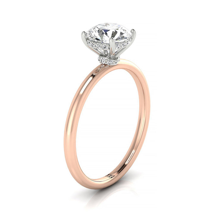 14kr Round Double Hidden Halo Solitaire Engagement Ring With 24 Prong Set Round Diamonds