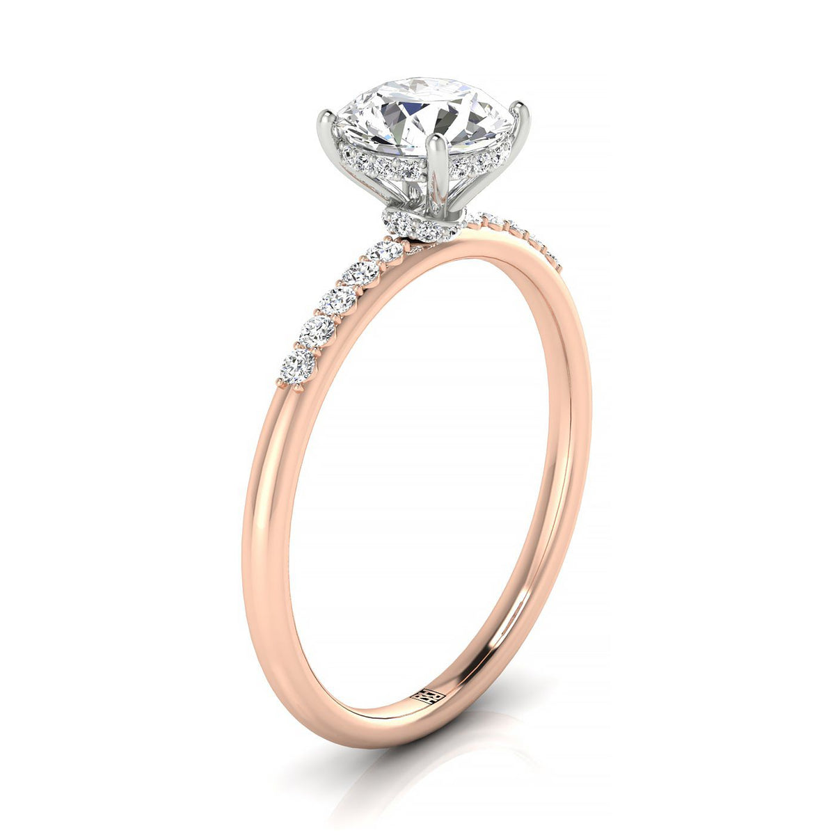 ตัวเรือนแหวนหมั้นเพชร Abbey ทรงกลม ทองคำชมพู 14K จาก RockHer