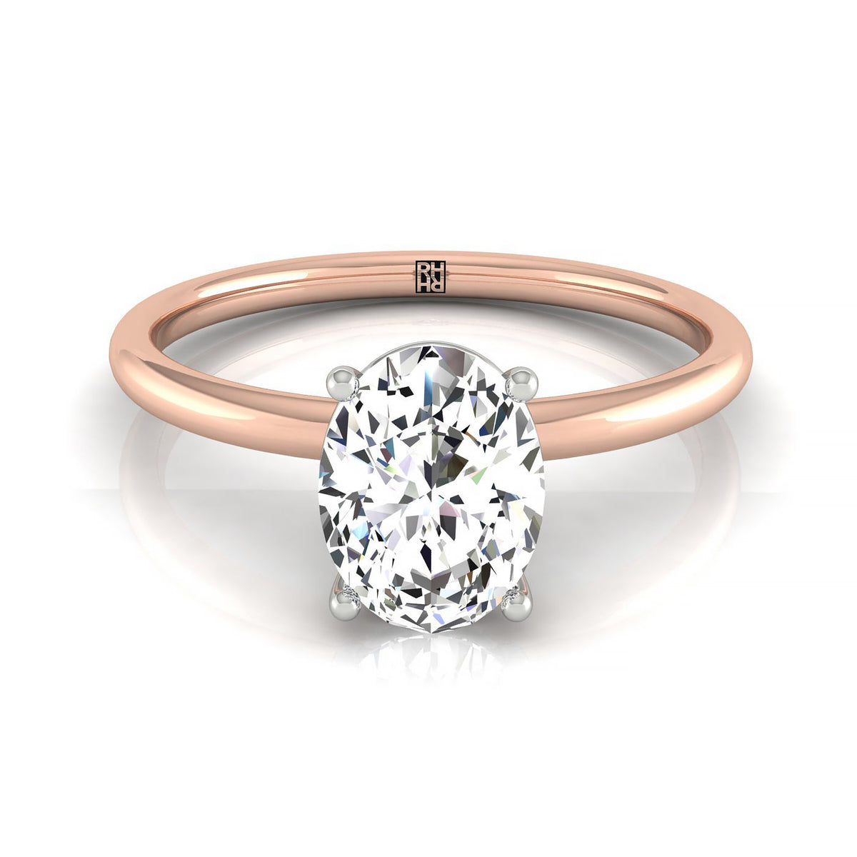 ตัวเรือนแหวนหมั้นเพชร Joni ทรงรี ทองคำชมพู 14K จาก RockHer