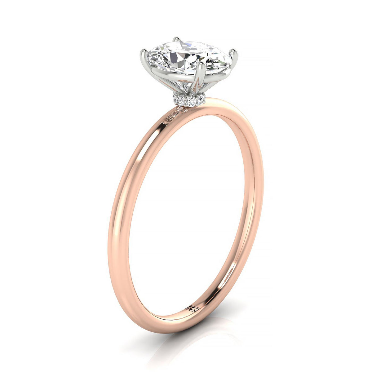 ตัวเรือนแหวนหมั้นเพชร Joni ทรงรี ทองคำชมพู 14K จาก RockHer