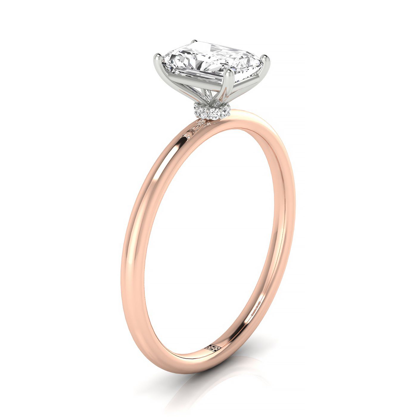 แหวนหมั้นเดี่ยวประกายระยิบระยับ 14kr พร้อมฮาโลลับและเพชรวงกลมแบบตั้งด้วยกรงเล็บ 8 กรง