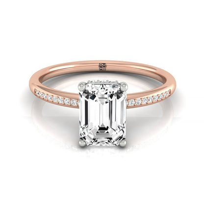 ตัวเรือนแหวนหมั้นเพชร Brenda ทรงมรกต ทองคำชมพู 14K จาก RockHer